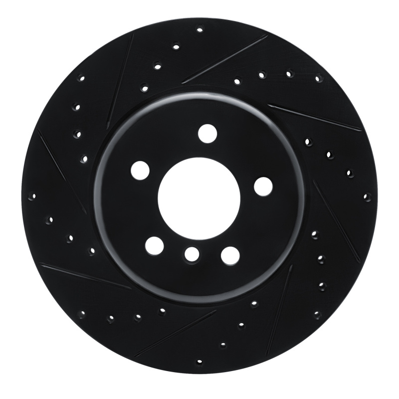 BMW 535I GT Brake Rotor (1) - Rear Left - R1 Concepts - Drilled & Slotted - Black - `10-`19